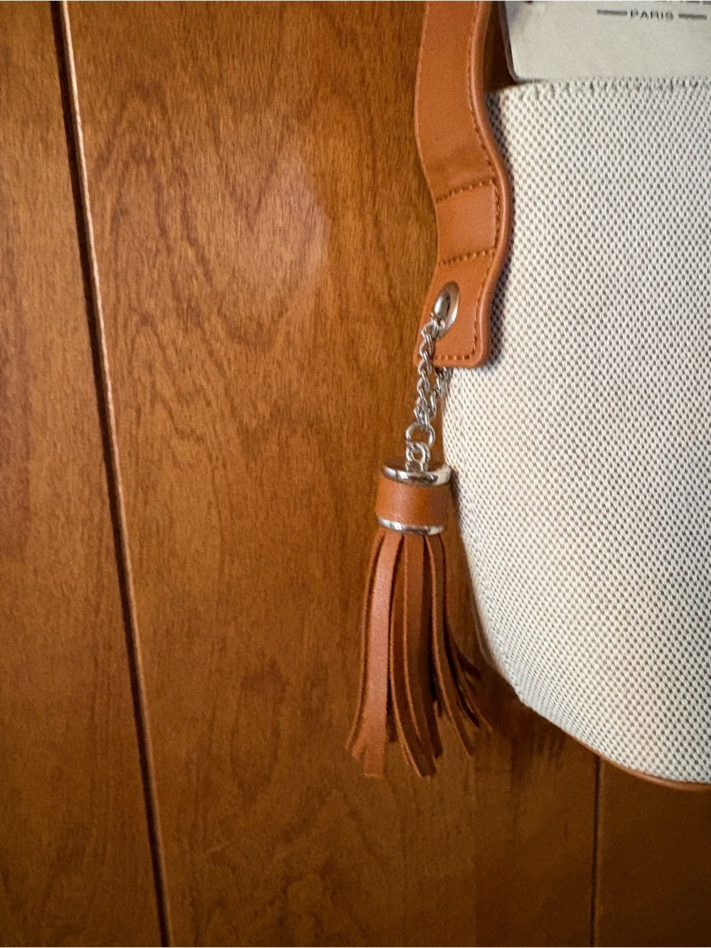 David Jones Cream Canvas Crossbody with Tan Leather Strap - Picture 3 of 6